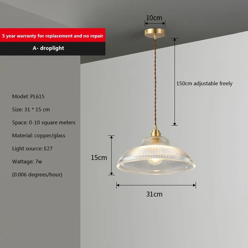 Suspension Design Verre & Cuivre Scandinave