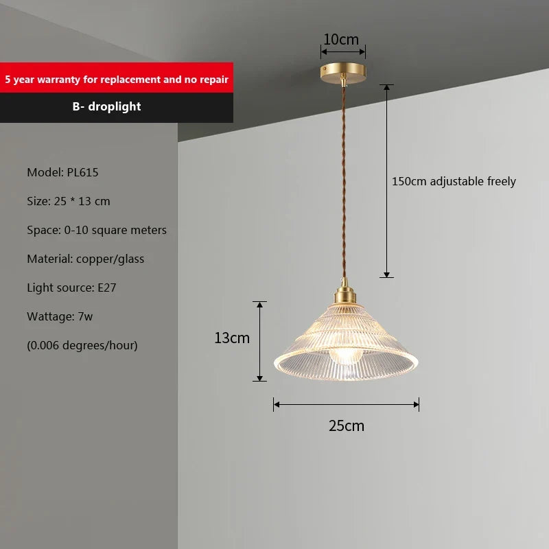 Suspension Design Verre & Cuivre Scandinave