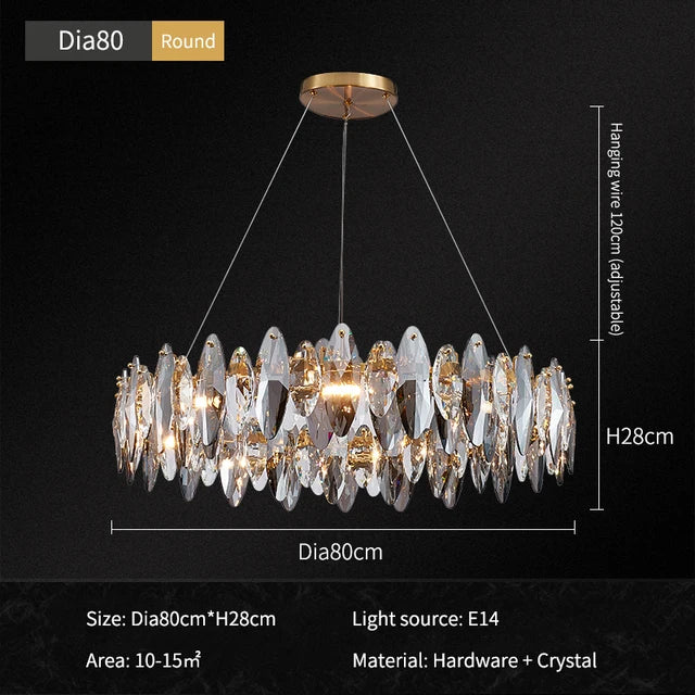 Lustre Moderne Cristal LED Chrome Poli