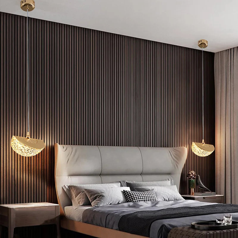 Lustre LED Cristal Doré Design Nordique