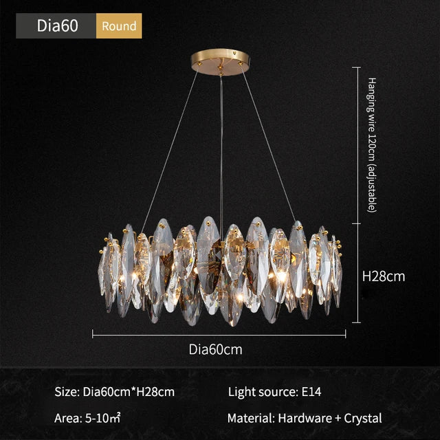 Lustre Moderne Cristal LED Chrome Poli