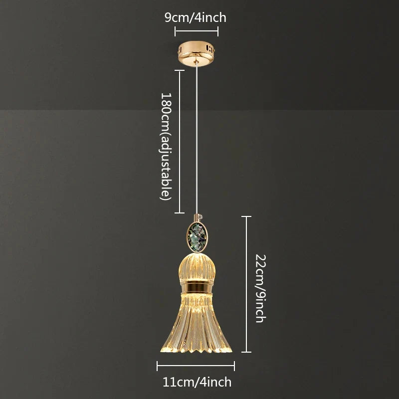 Lustre LED Cristal Doré Design Nordique