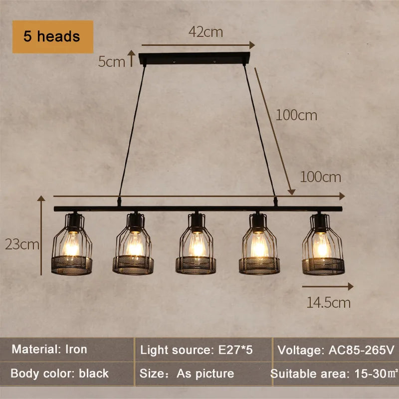 Lustre Industriel Rétro Wecus - Suspension Métal Noir