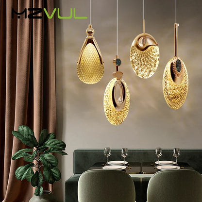 Lustre LED Cristal Doré Design Nordique