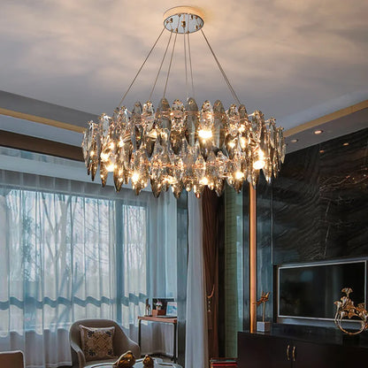 Lustre Moderne Cristal LED Chrome Poli
