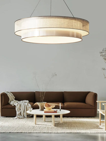 Lustre Suspendu Zen Beige Métal & Textile