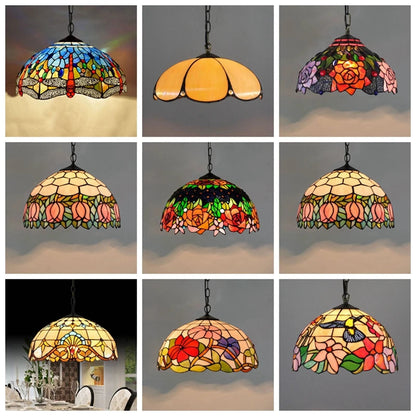 Lustre Tiffany Bohème Verre Coloré LED