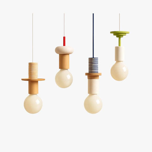 Suspension Bois Scandinave LED Blanche