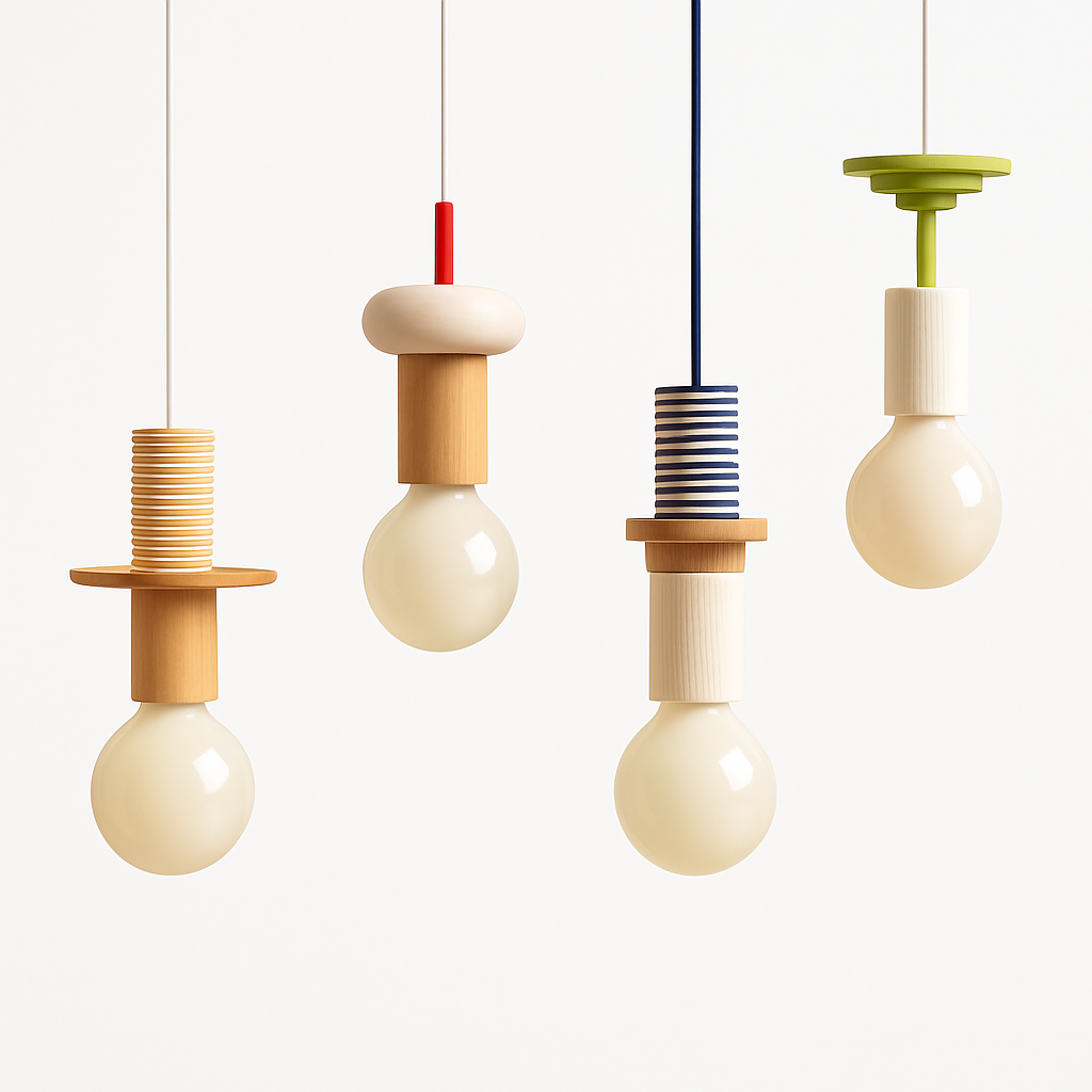 Suspension Bois Scandinave LED Blanche