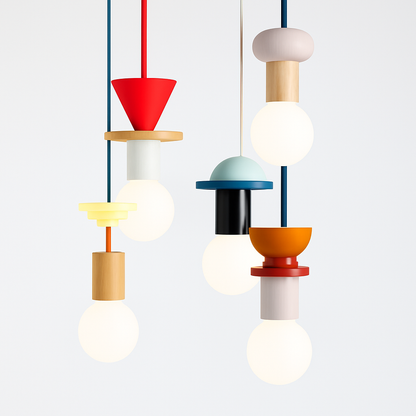 Suspension Bois Scandinave LED Blanche