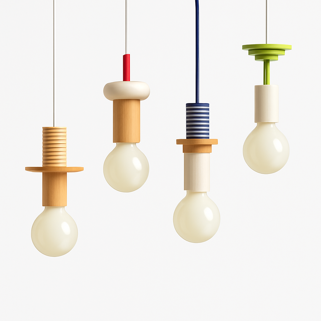 Suspension Bois Scandinave LED Blanche