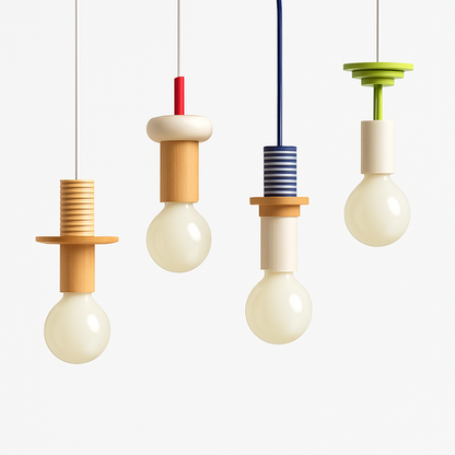 Suspension Bois Scandinave LED Blanche
