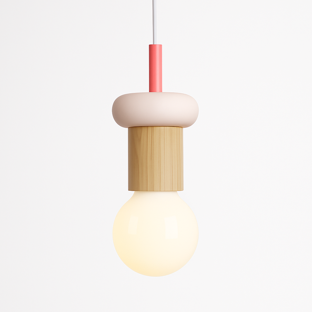 Suspension Bois Scandinave LED Blanche
