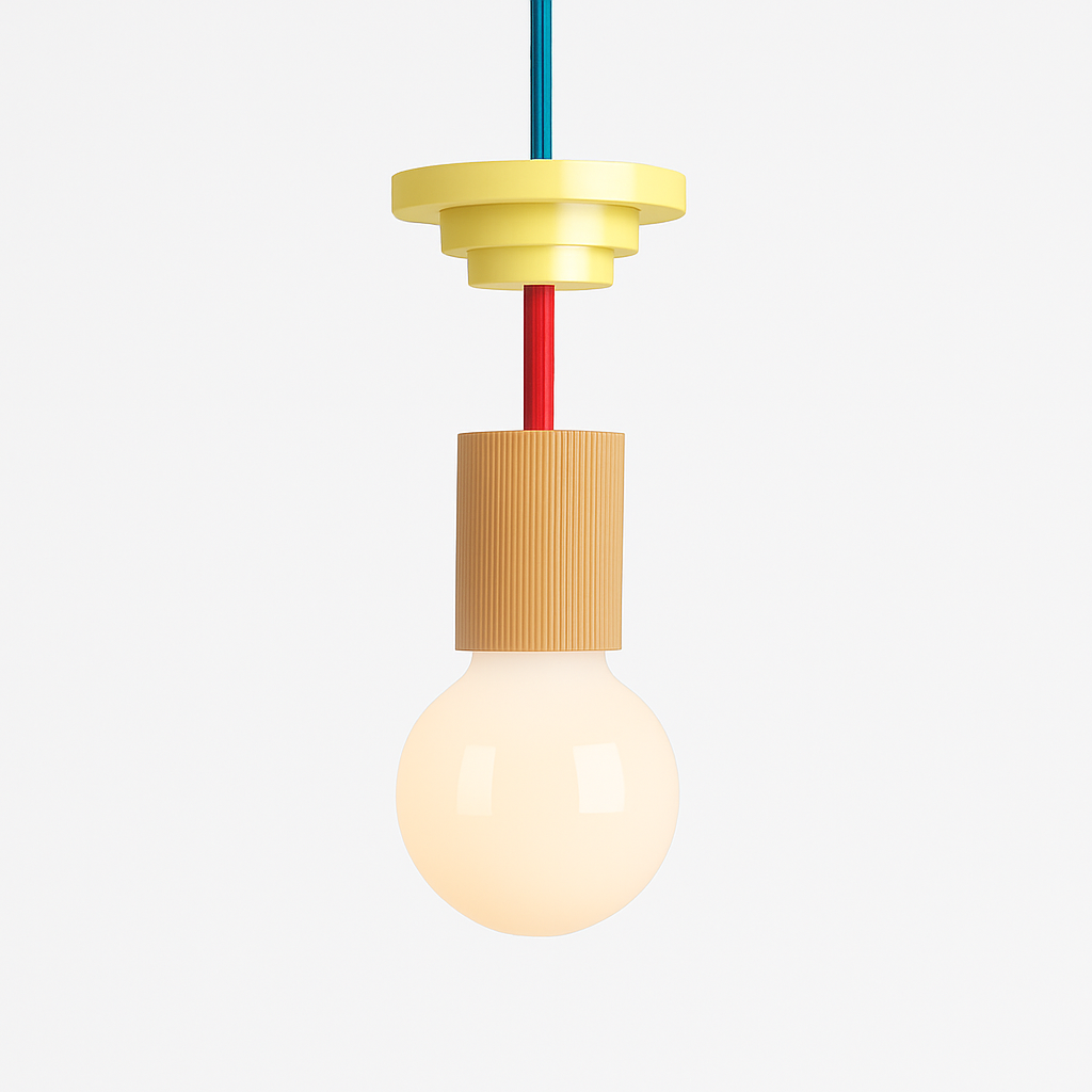 Suspension Bois Scandinave LED Blanche