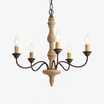 Lustre Suspension Bois Vintage Wecus 5 Bras