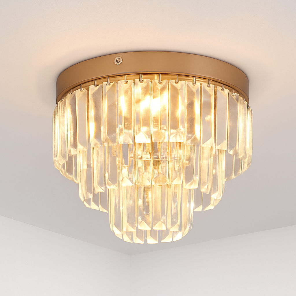 Plafonnier LED Cristal K9 Doré Moderne Vinilky