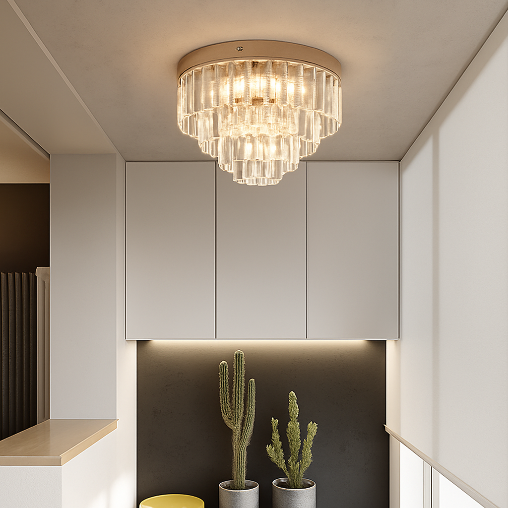 Plafonnier LED Cristal K9 Doré Moderne Vinilky
