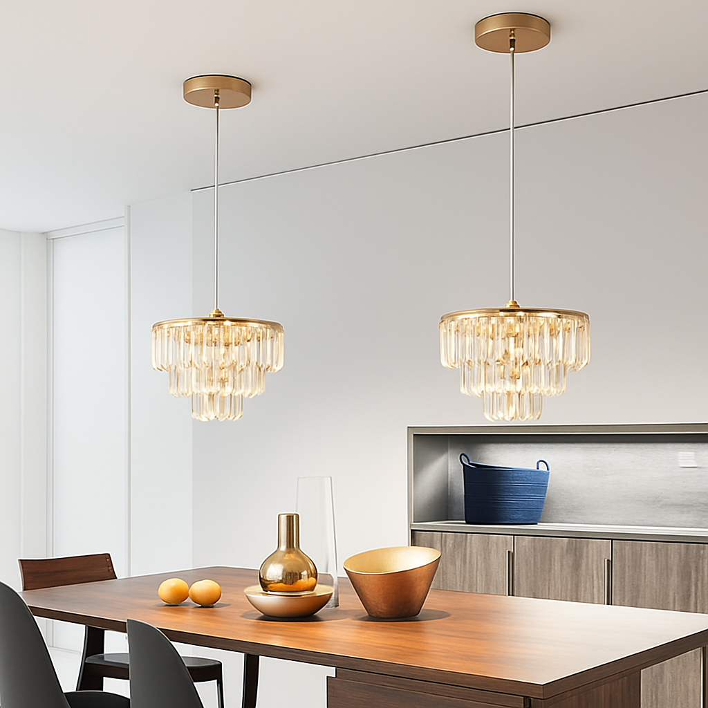 Plafonnier LED Cristal K9 Doré Moderne Vinilky