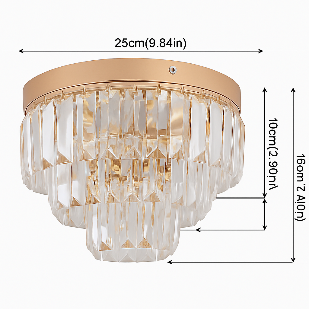 Plafonnier LED Cristal K9 Doré Moderne Vinilky