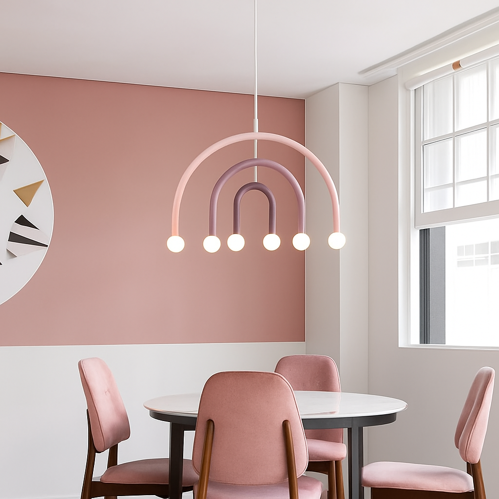 Lustre LED Arc-en-ciel Design Métal Coloré