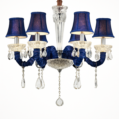Lustre Baroque LED Cristal & Tissu - Bleu ou Rouge