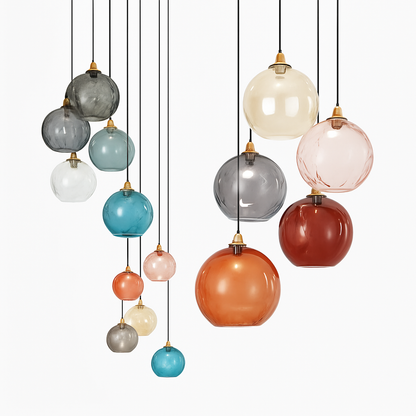 Lustre Boule Verre Grain d'Eau Scandinave LED