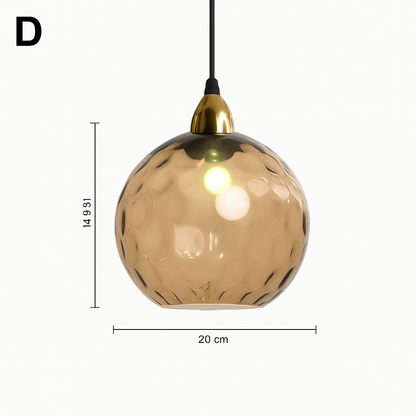 Lustre Boule Verre Grain d'Eau Scandinave LED