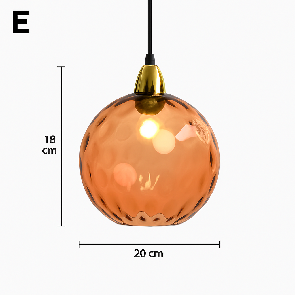 Lustre Boule Verre Grain d'Eau Scandinave LED