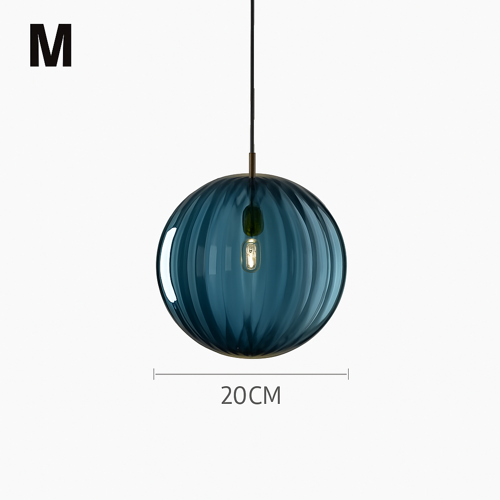 Lustre Boule Verre Grain d'Eau Scandinave LED