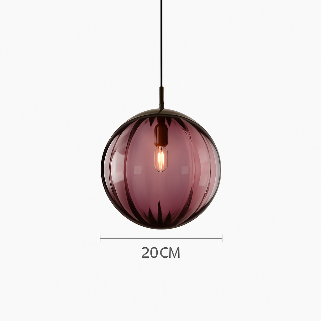 Lustre Boule Verre Grain d'Eau Scandinave LED