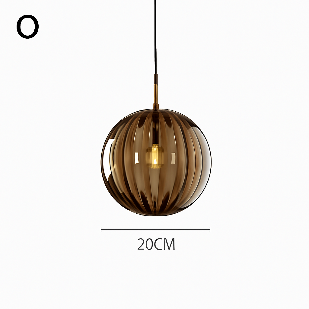 Lustre Boule Verre Grain d'Eau Scandinave LED