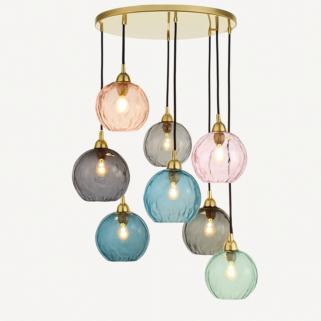 Lustre Boule Verre Grain d'Eau Scandinave LED