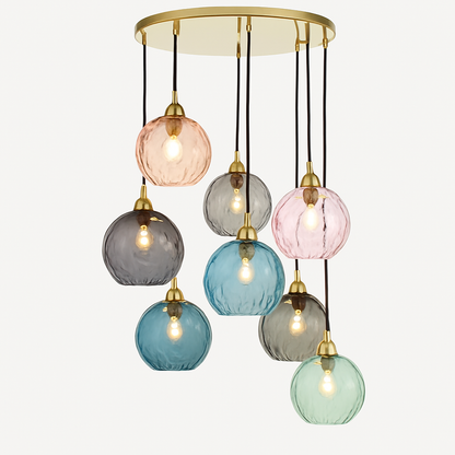 Lustre Boule Verre Grain d'Eau Scandinave LED
