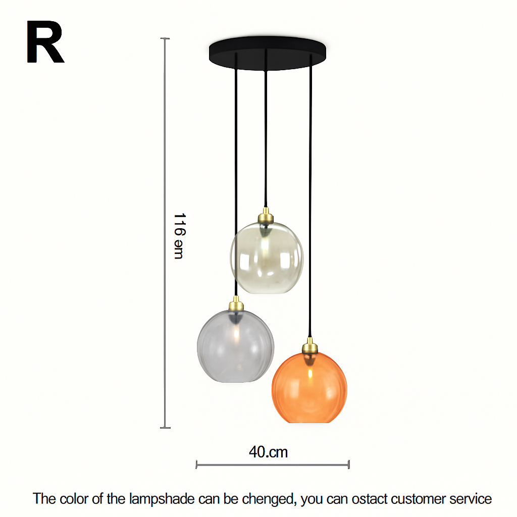 Lustre Boule Verre Grain d'Eau Scandinave LED