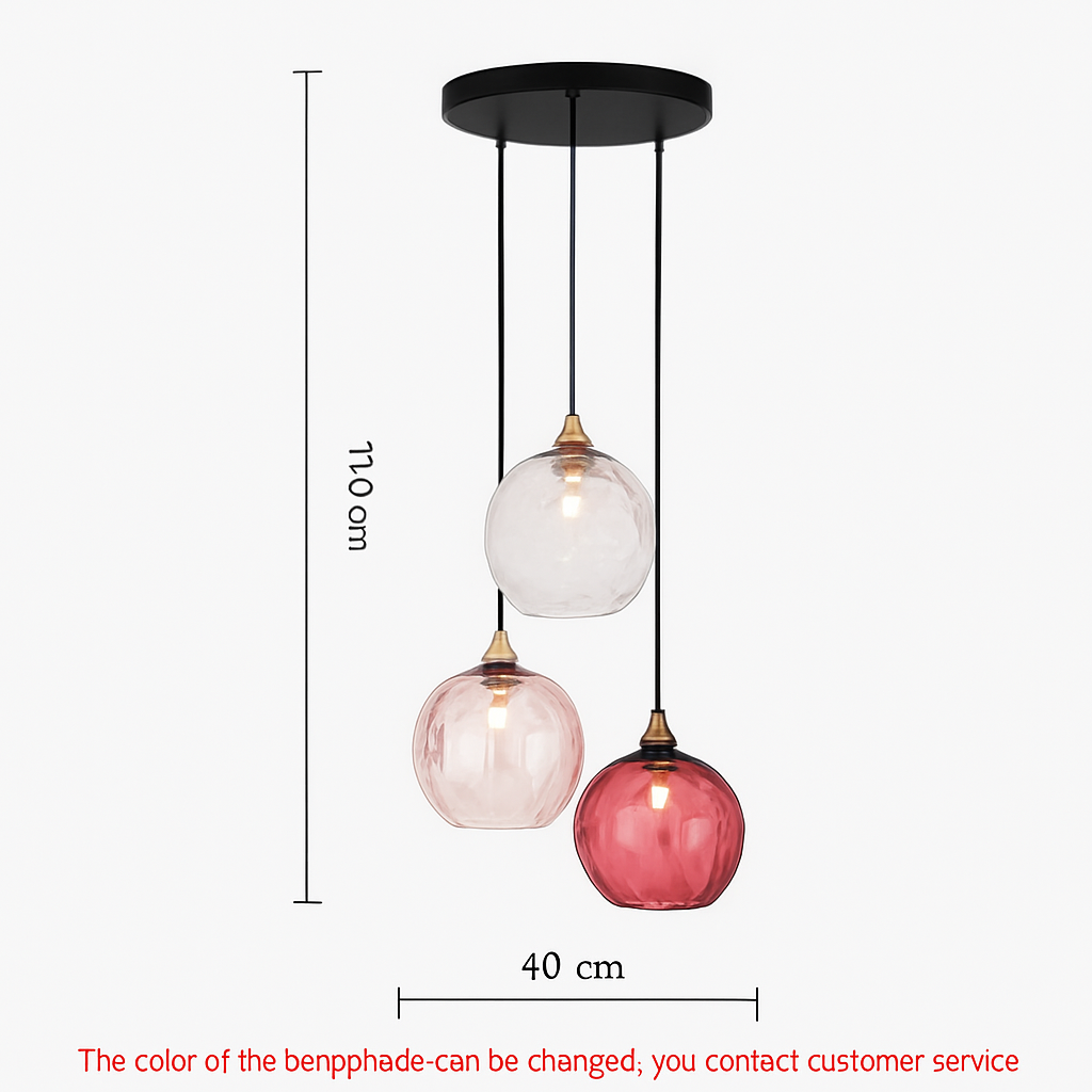 Lustre Boule Verre Grain d'Eau Scandinave LED