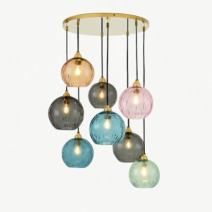 Lustre Boule Verre Grain d'Eau Scandinave LED