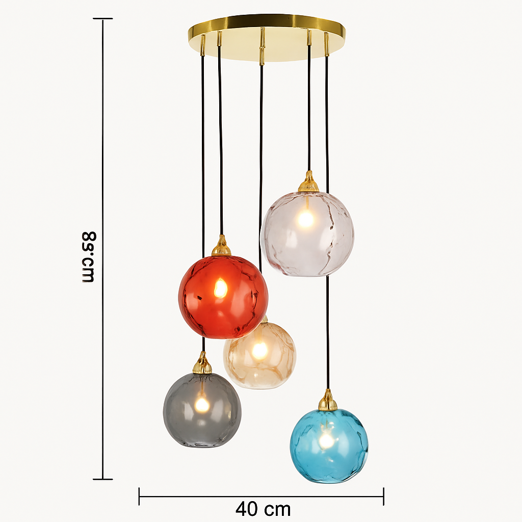 Lustre Boule Verre Grain d'Eau Scandinave LED