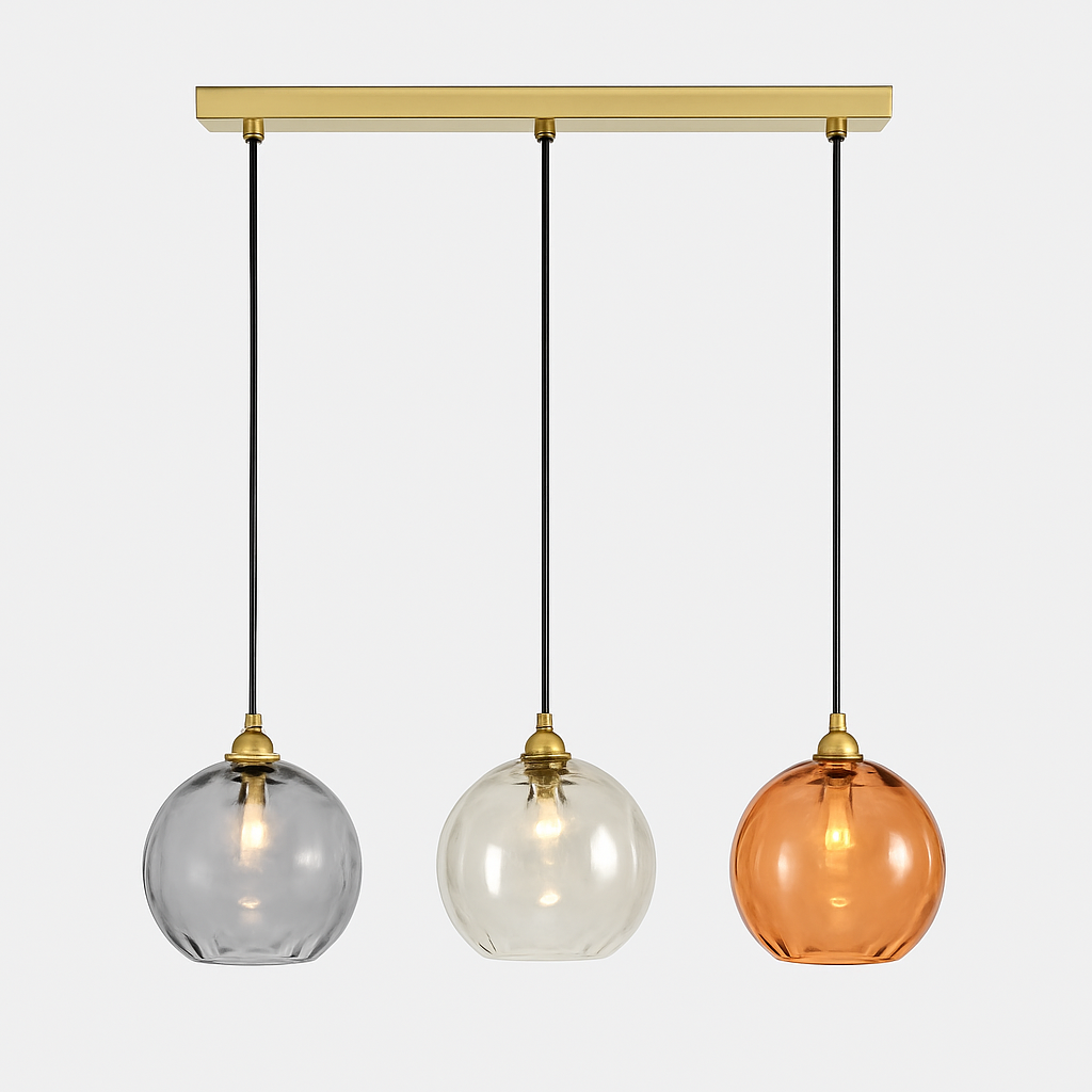 Lustre Boule Verre Grain d'Eau Scandinave LED