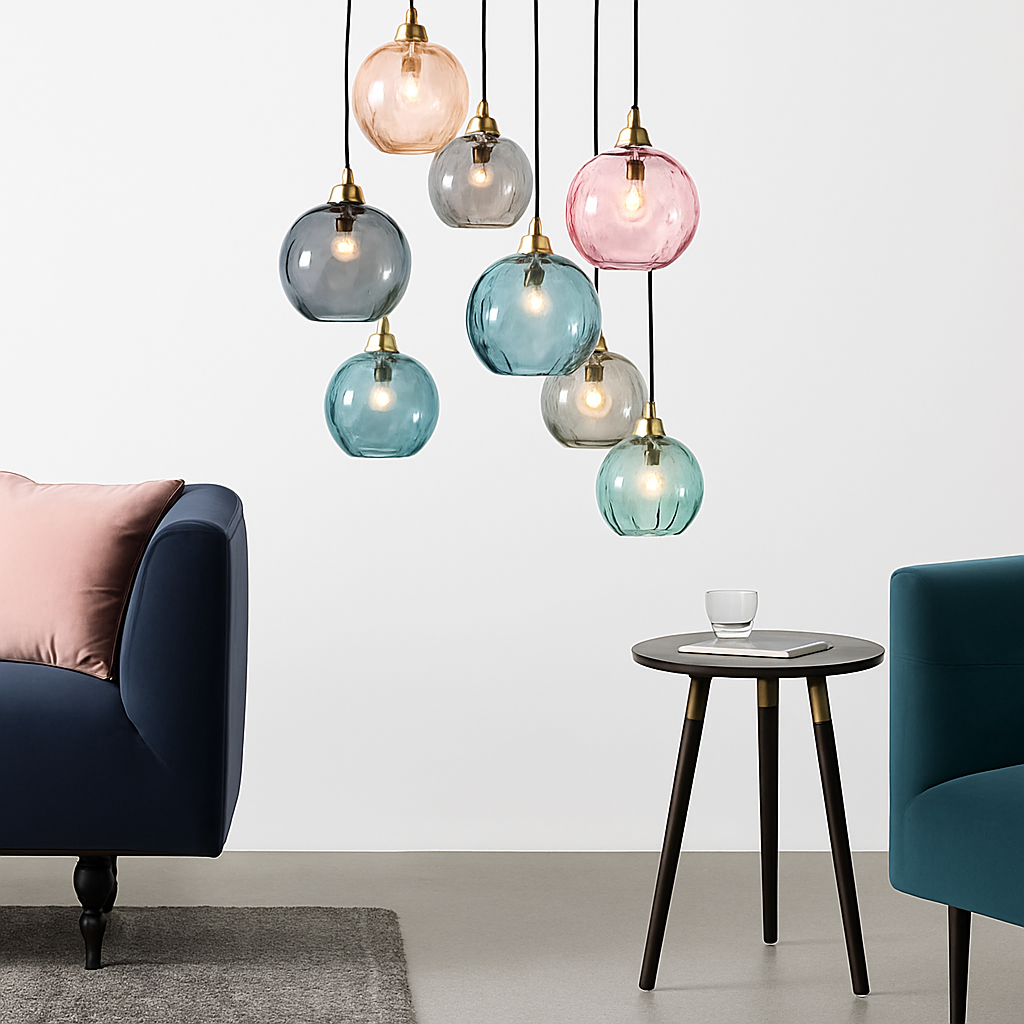 Lustre Boule Verre Grain d'Eau Scandinave LED