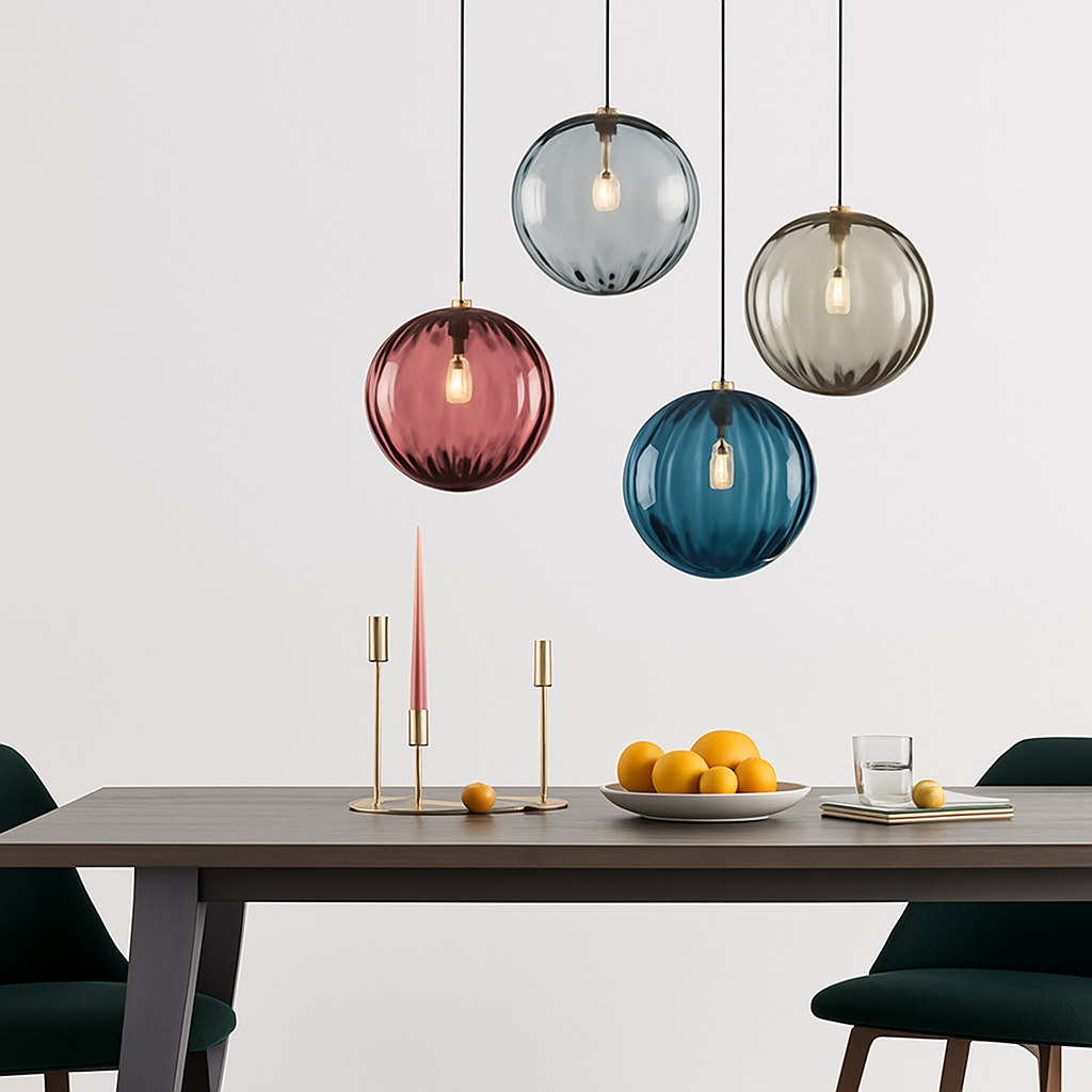 Lustre Boule Verre Grain d'Eau Scandinave LED