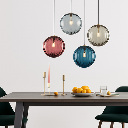 Lustre Boule Verre Grain d'Eau Scandinave LED