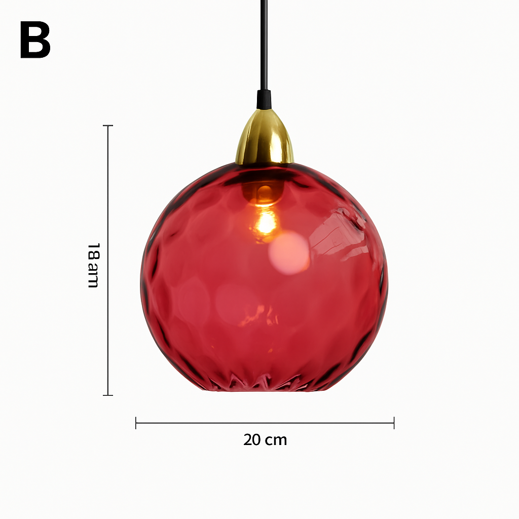 Lustre Boule Verre Grain d'Eau Scandinave LED