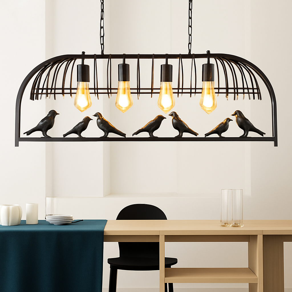 Lustre Cage Industrielle Rétro