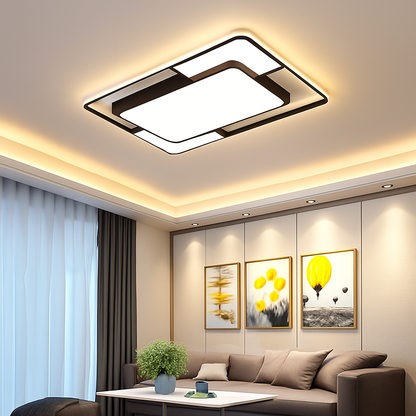 Lustre Carré LED Moderne Noir Fer