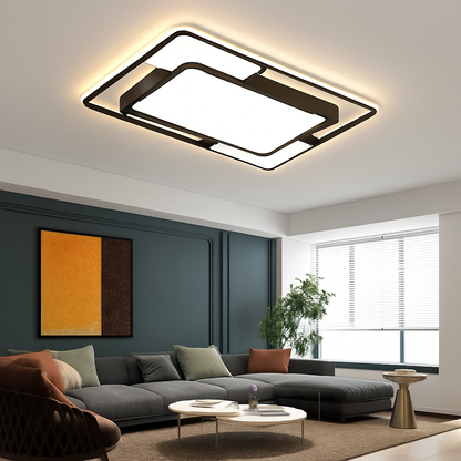 Lustre Carré LED Moderne Noir Fer