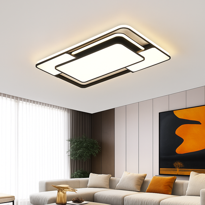 Lustre Carré LED Moderne Noir Fer