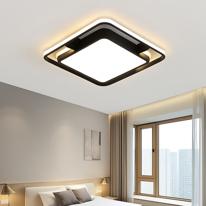 Lustre Carré LED Moderne Noir Fer
