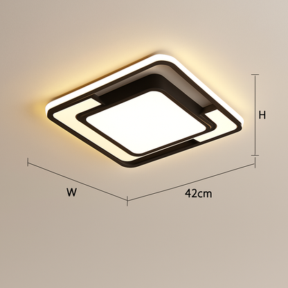 Lustre Carré LED Moderne Noir Fer