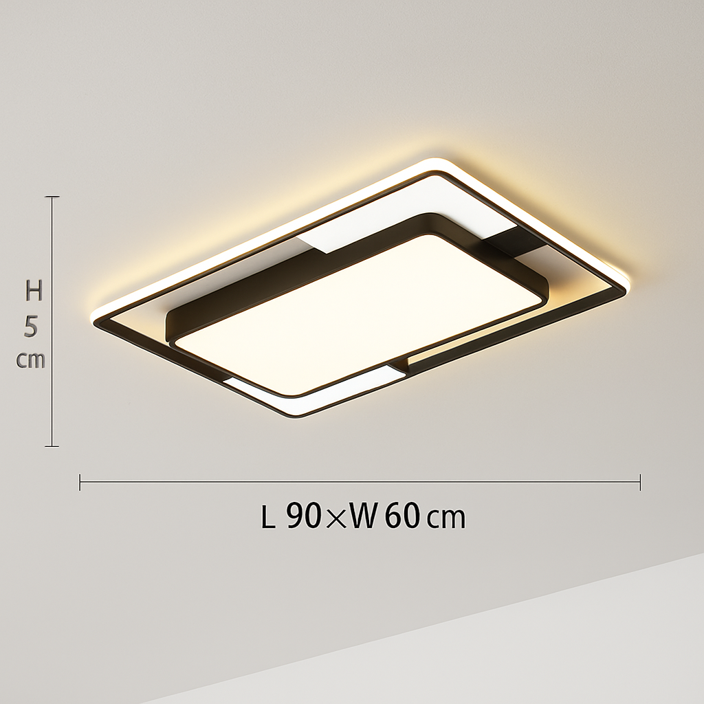 Lustre Carré LED Moderne Noir Fer