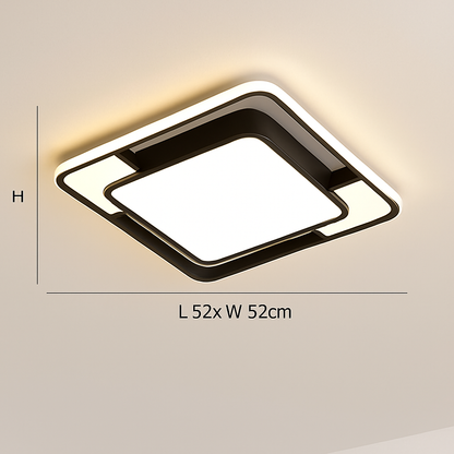 Lustre Carré LED Moderne Noir Fer